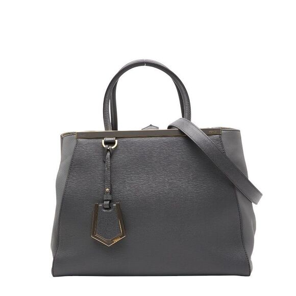 Fendi 2jours Tote Bag Shoulder Bag 2WAY 8bh250 Gray Leather Women's Fendi - Picture 2 of 10